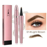 2024 New Magic Eyebrow Pencil, 2pcs 4 Tip Microblade Eyebrow Pen, Eyebrow Tattoo Pencil 4 Fork Tip, 3D Waterproof Magic Eyebrow Pencil, Long-Lasting Natural Fine Stroke Eyebrow Pencil (Light Brown)